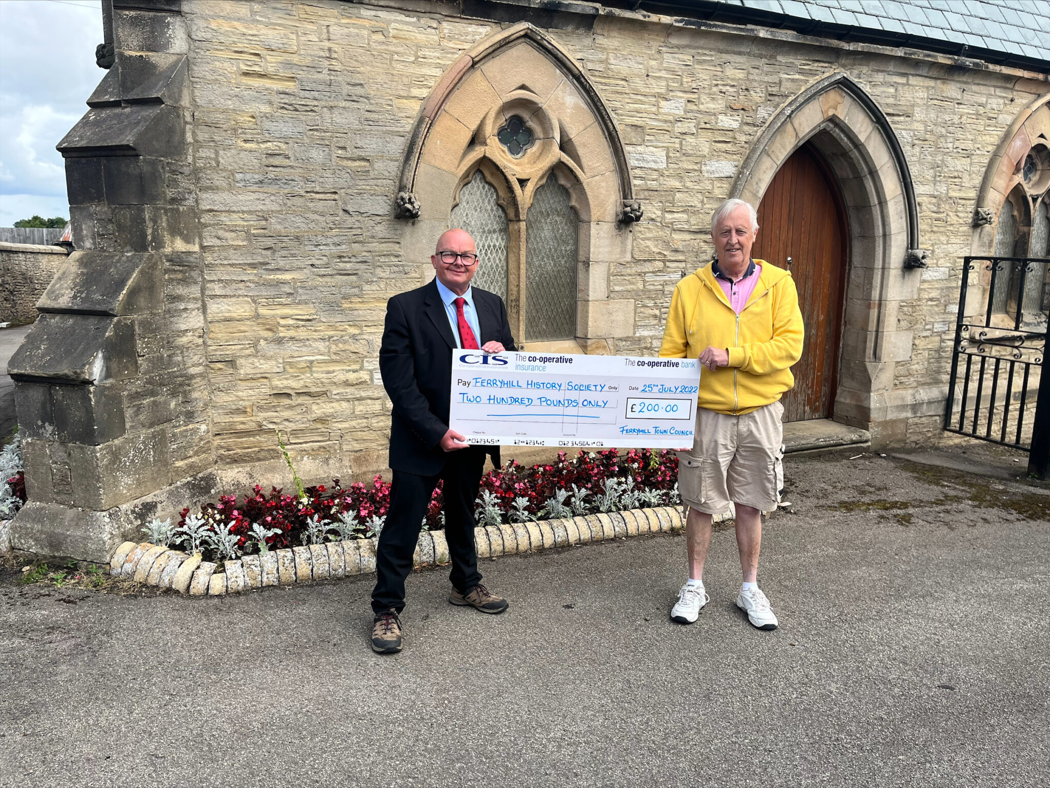 Ferryhill History Society Receive cheque for £200 from Ferryhill Town ...