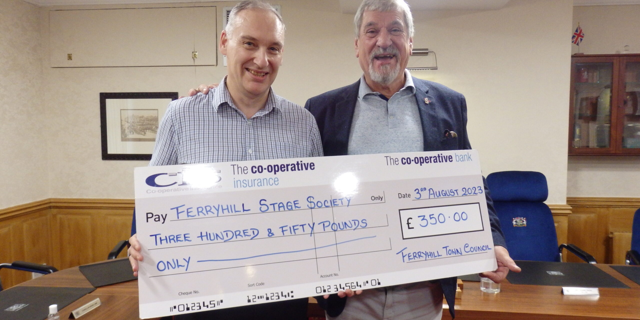 Stage Society Cheque Presentation
