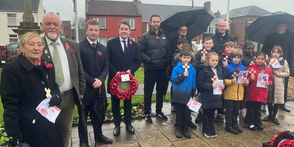 Councillors MP and School Children attending Armistice Day Commemorations Remembrance Day